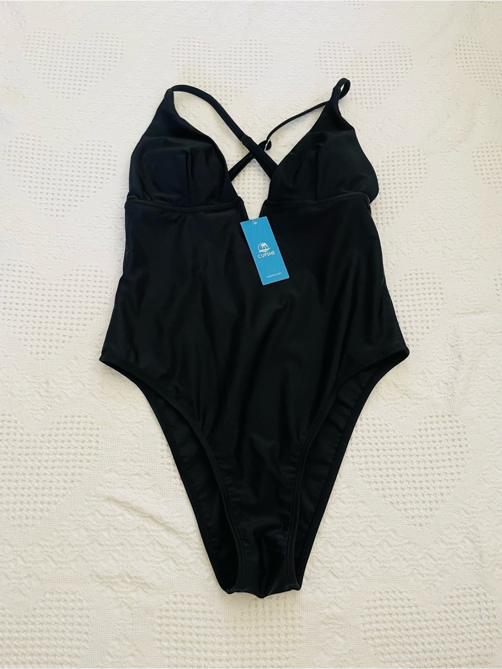 Cupshe One Piece Swimsuit Women’s Medium Black Cheeky Deep V